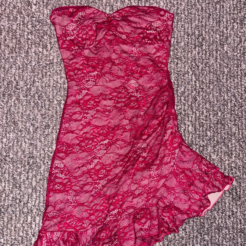 Princess Polly Red and Beige Dress